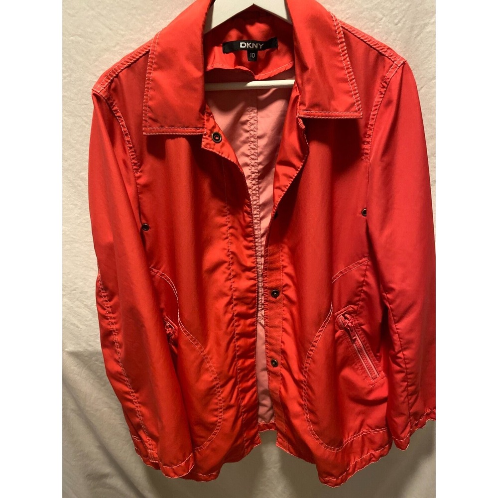 Women's DKNY Pink Soft Shell Light Weight Jacket with Zipper Pockets‎ Size 10